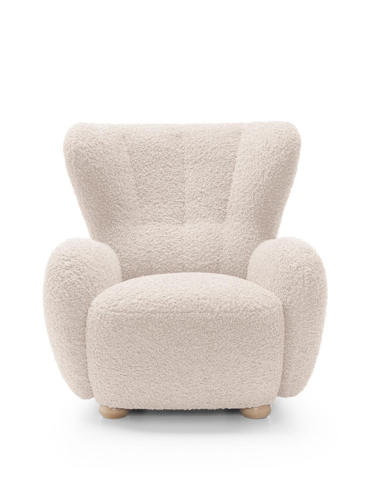SESSEL MIST, Polstersessel Klassisch Loungesessel, Bucle-Stoff Creme - Creme, Holz/Holzwerkstoff (88/91/100cm) - MASSENO