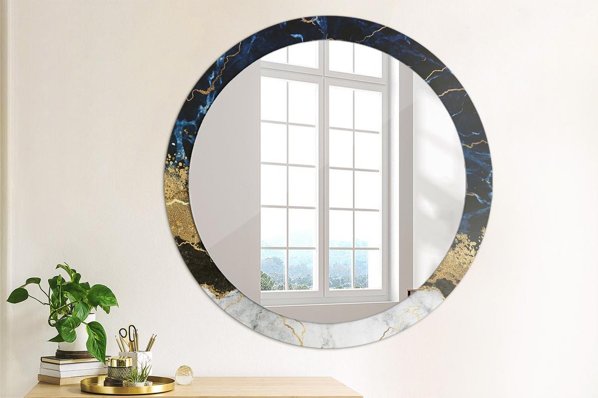 SPIEGEL Ø90 cm Rund mit Aufdruck - Goldfarben, Glas (90/90/0.4cm) - TULUP
