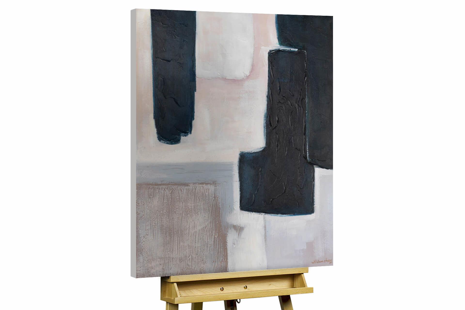 ACRYLBILD HANDGEMALT 75/100 cm - Beige/Schwarz, Holz/Textil (75/100cm) - KUNSTLOFT