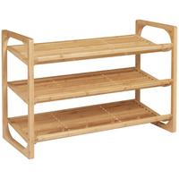SCHUHREGAL mit 3 Ebenen, Schuhständer, Schuhablage für max. 9 Paar Schuhe - Naturfarben, Metall (33/51/76cm) - HOMCOM