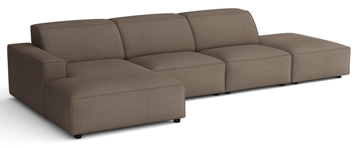 ECKSOFA Sellmo 344 cm - Hellbraun/Schwarz, Kunststoff/Textil (350/166cm) - Selsey