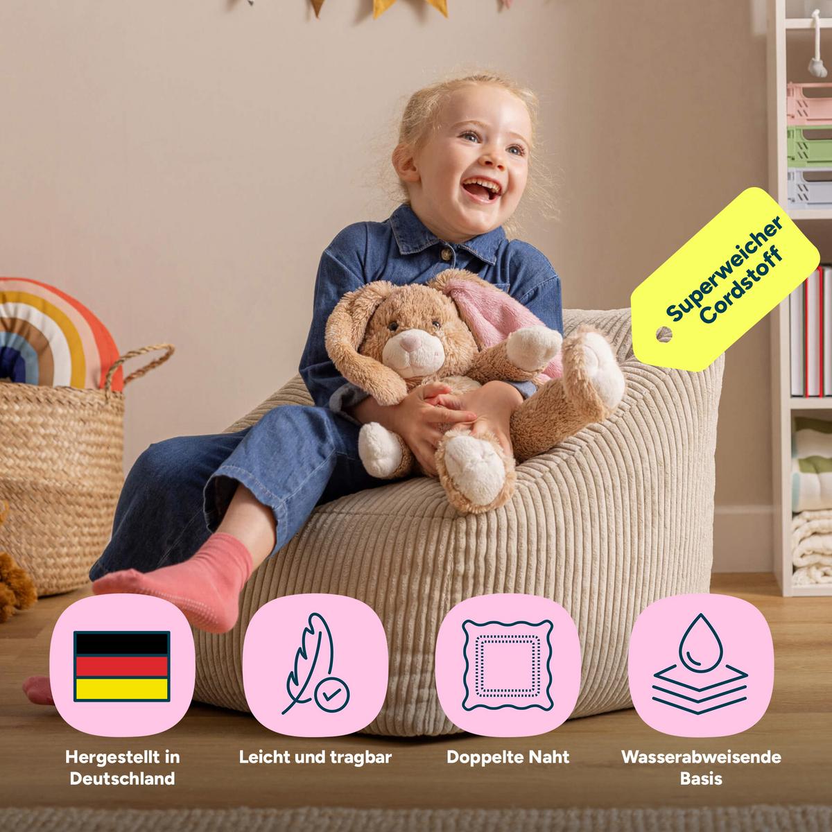 SITZSACK Flauschig für Kinder - Beige, Textil (55/44/55cm) - icon