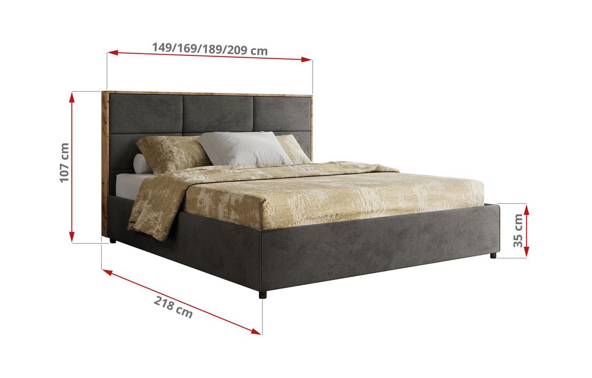 POLSTERBETT LERIO CLASSIC 140/200 - Dunkelgrau Velvet - Multipocket-Matratze - Dunkelgrau, Textil (140/200cm) - MKS
