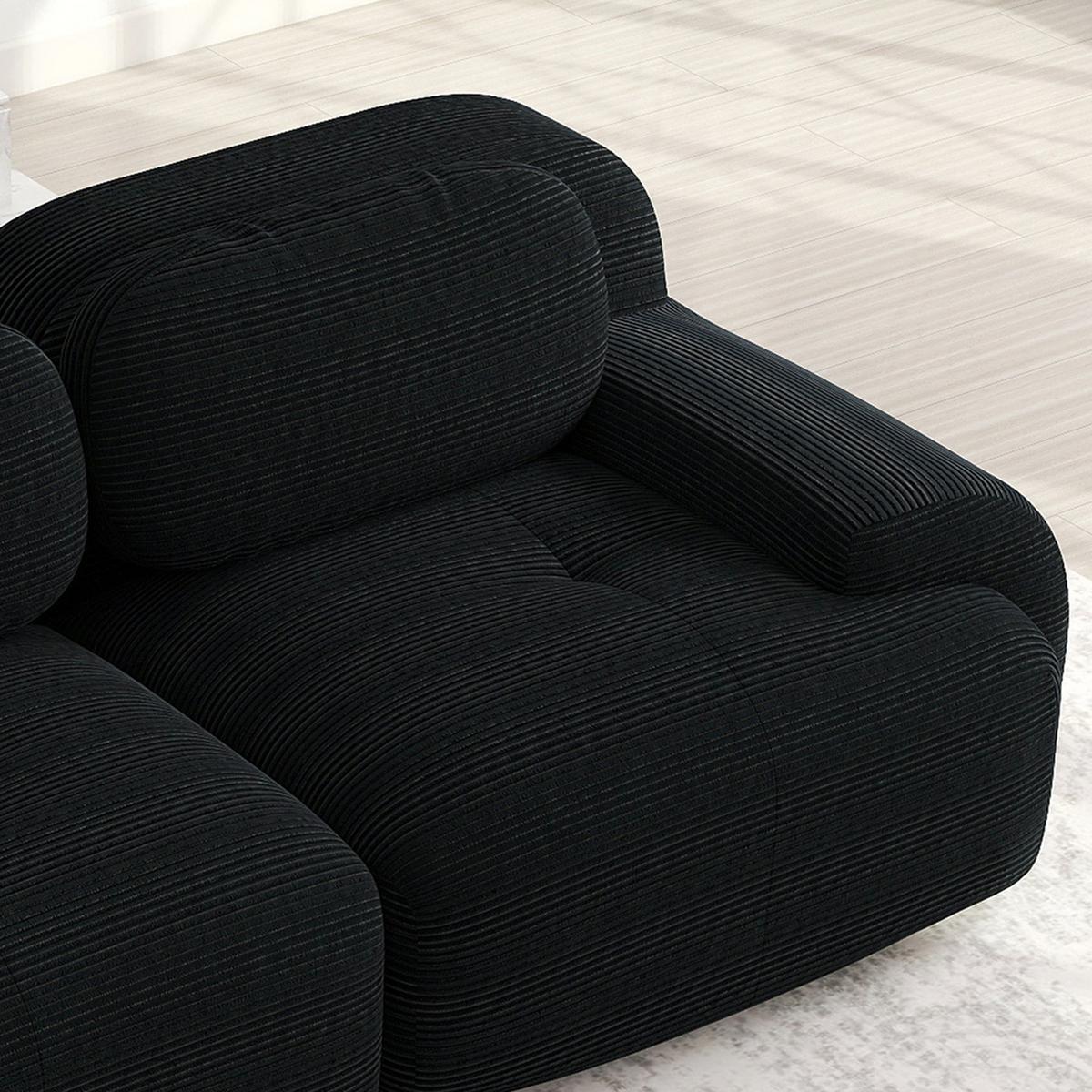 2-SITZER-SOFA in cordstoff rahmenloses design & modular kombinierbar - Schwarz, Textil (103/75/208cm) - Urban Meuble
