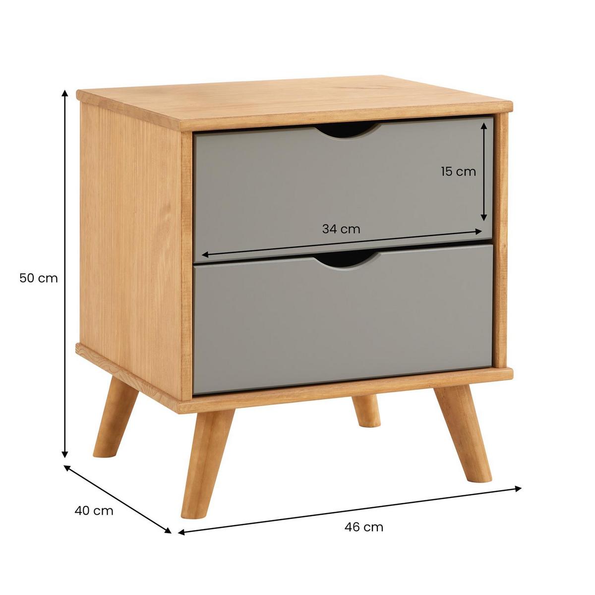 NACHTTISCH COLIMA - Naturfarben/Grau, Holz (50/46/40cm) - IDIMEX