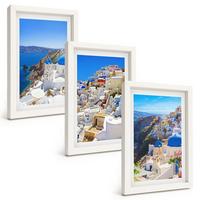 BILDER SET 3er Set - 20x30 cm Weißer Rahmen - Landschaftsarchitektur Oia Santorini - Weiß, Kunststoff (20/30cm) - TULUP