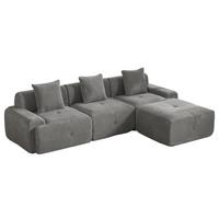 ECKSOFA 266cm L-Form Grau 3-Sitzer ohne Montage - Grau, Textil (266/176cm) - Urban Meuble