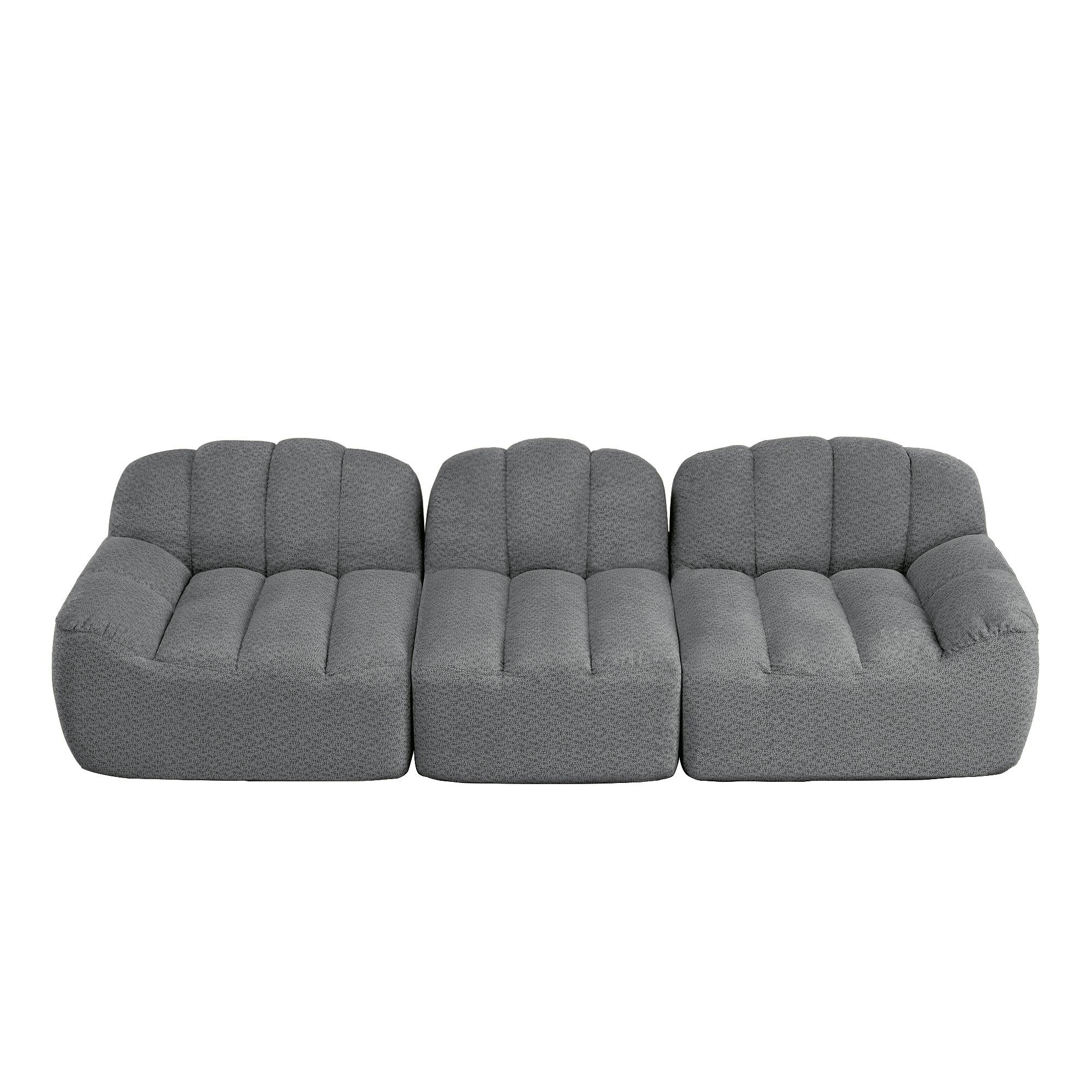 3-SITZER SOFA aus granuliertem Fleece, frameless Lounge-Design ohne Montage - Grau, Textil (288/79/104cm) - Urban Meuble