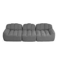 3-SITZER SOFA aus granuliertem Fleece, frameless Lounge-Design ohne Montage - Grau, Textil (288/79/104cm) - Urban Meuble