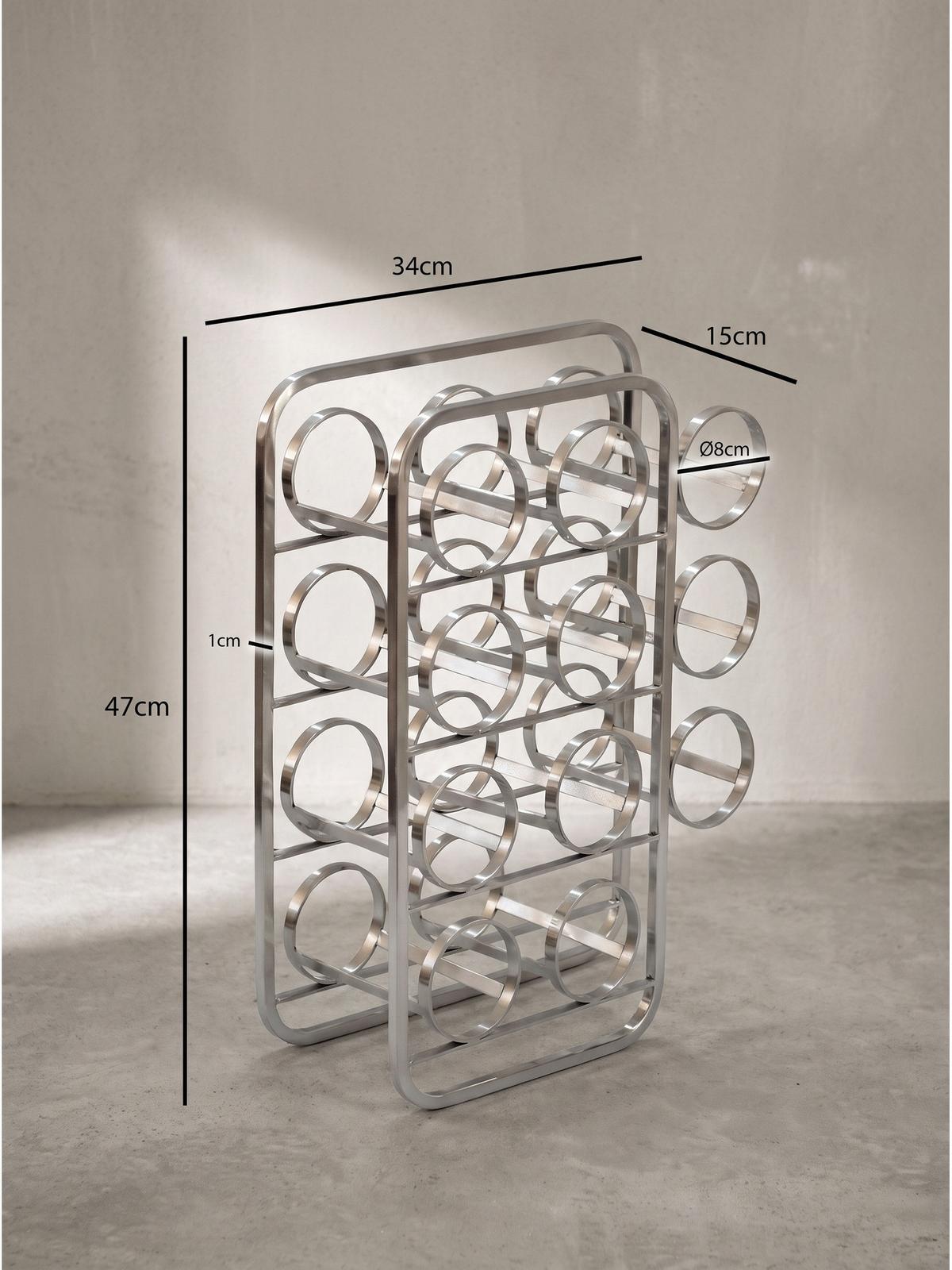 WEINFLASCHENREGAL POSITANO, Stahl, Silber, 34 x 15 x 47 cm - Silberfarben, Metall (34/47/15cm) - KADIMA DESIGN