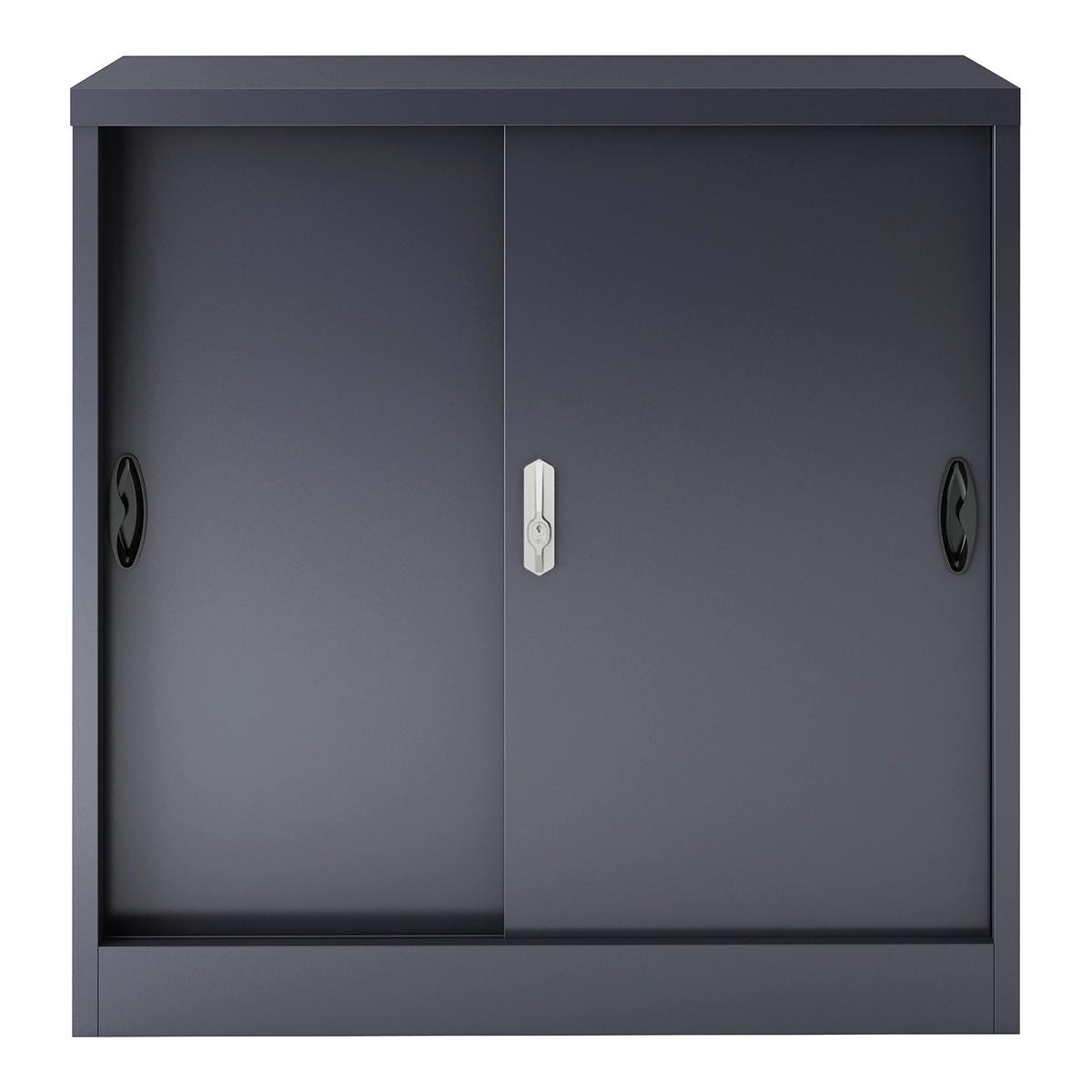 AKTENSCHRANK Rieti - Dunkelgrau, Metall (90/90/40cm) - [en.casa]