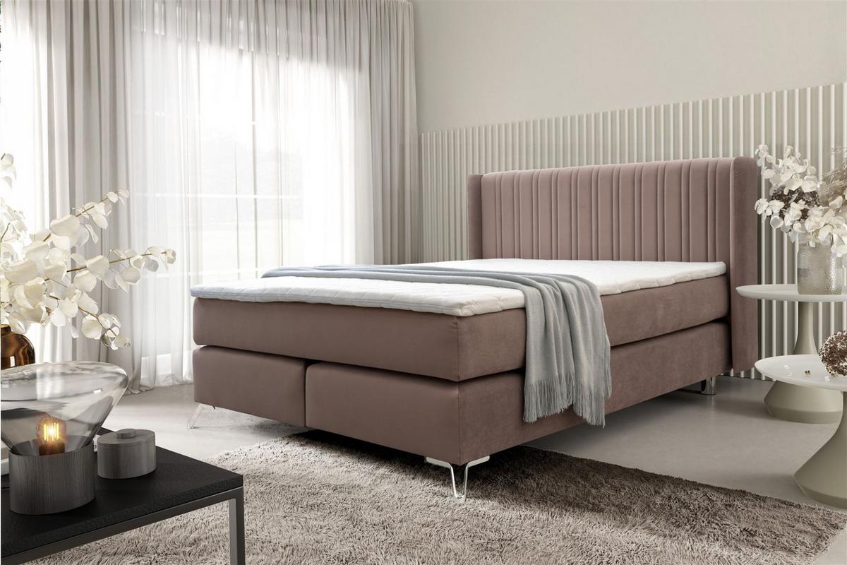 BOXSPRINGBETT Agnus - Dunkelbraun, Holzwerkstoff/Textil (160/200cm) - Fun Möbel