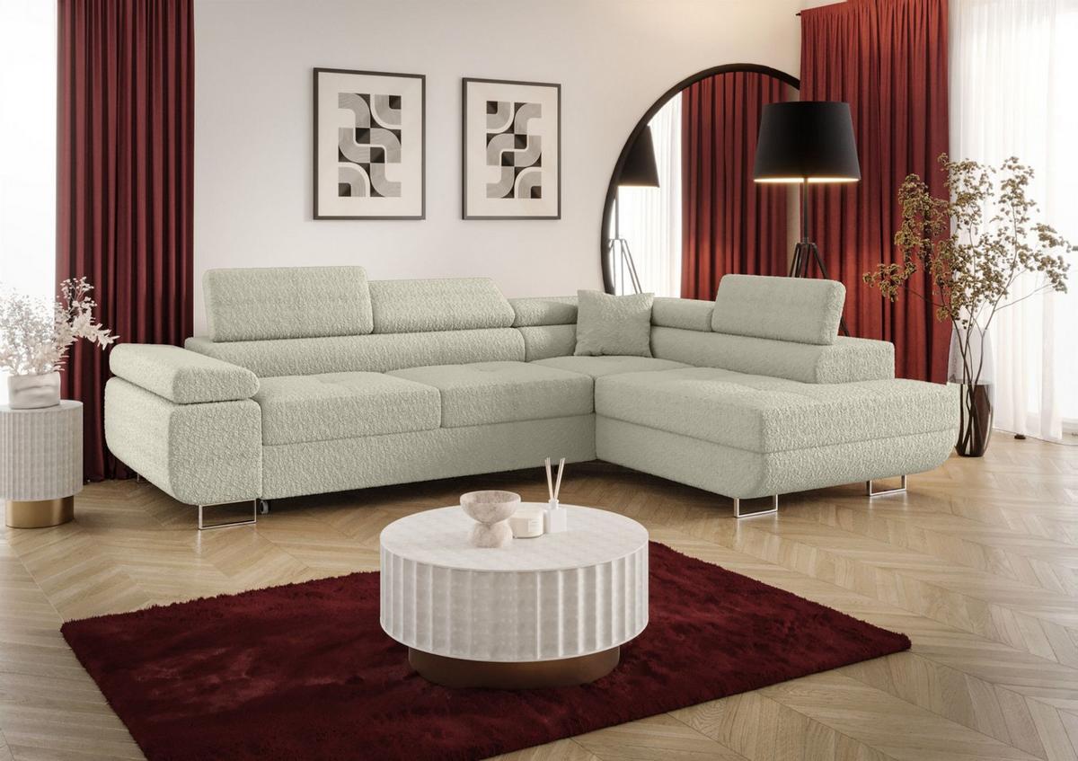 ECKSOFA Monaro Mit Schlaffunktion - Beige, Holzwerkstoff/Textil (275/202cm) - Fun Möbel