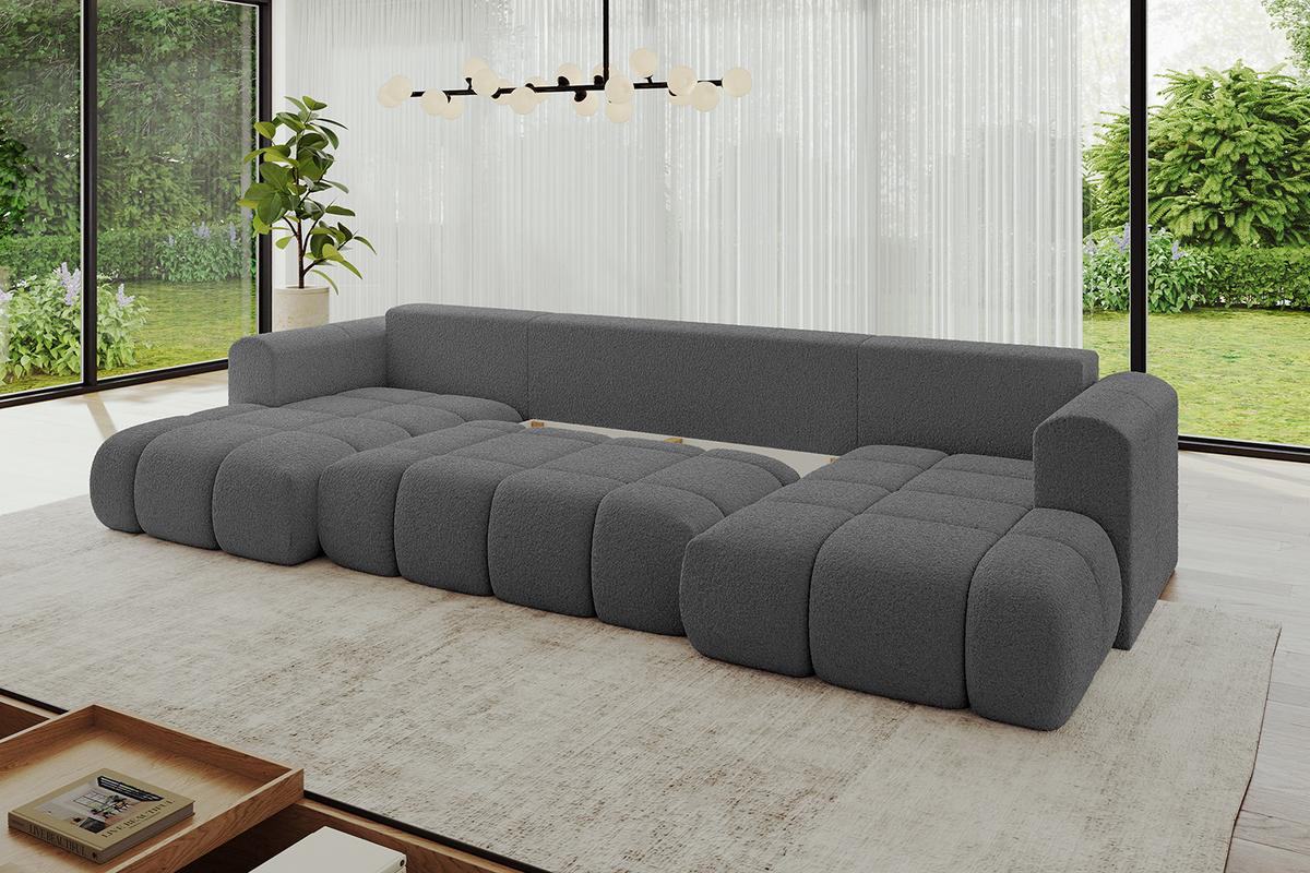 WOHNLANDSCHAFT CLOUD-U 405x185x90 Grau Bouclé - Grau, Holzwerkstoff/Kunststoff (405/90/185cm) - ALTDECOR