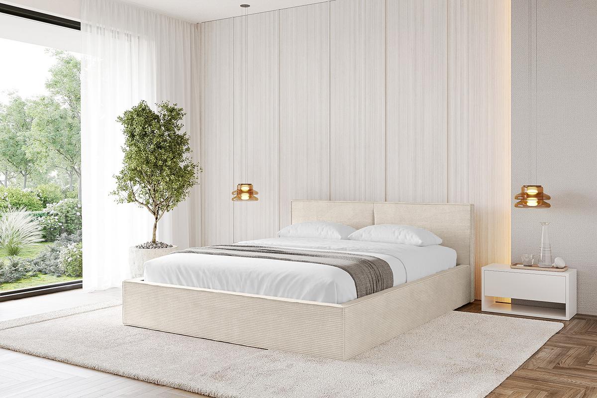 POLSTERBETT mit Bettkasten und Lattenrost, Boxbett ohne Matratze - TIVON-V1 180x200 Beige - Creme, Holzwerkstoff/Textil (180/200cm) - ALTDECOR