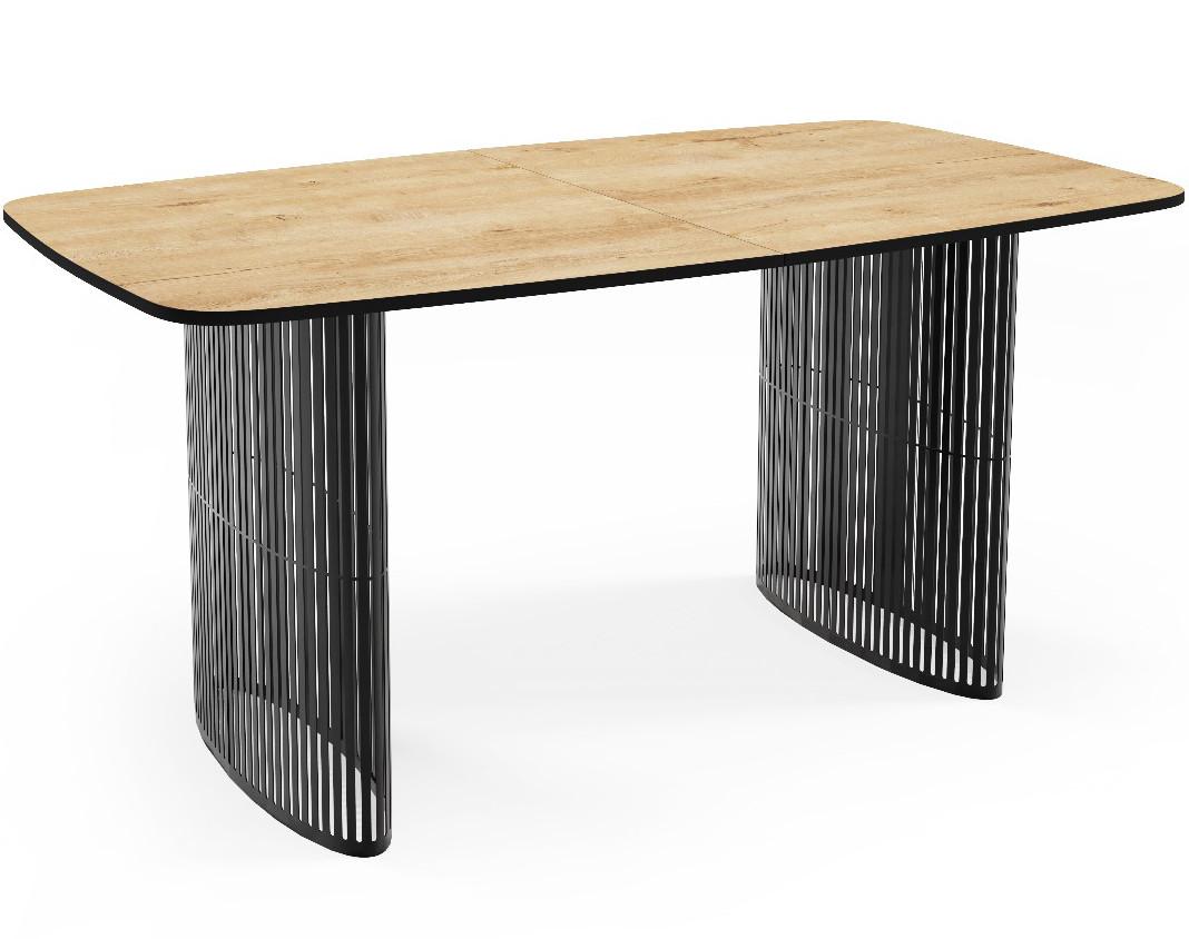 ESSTISCH Cavaro rechteckig oval ausziehbar, Braun 200-276/90/76 cm - Eichefarben/Schwarz, Holzwerkstoff/Metall (90/276/76cm) - WFL GROUP