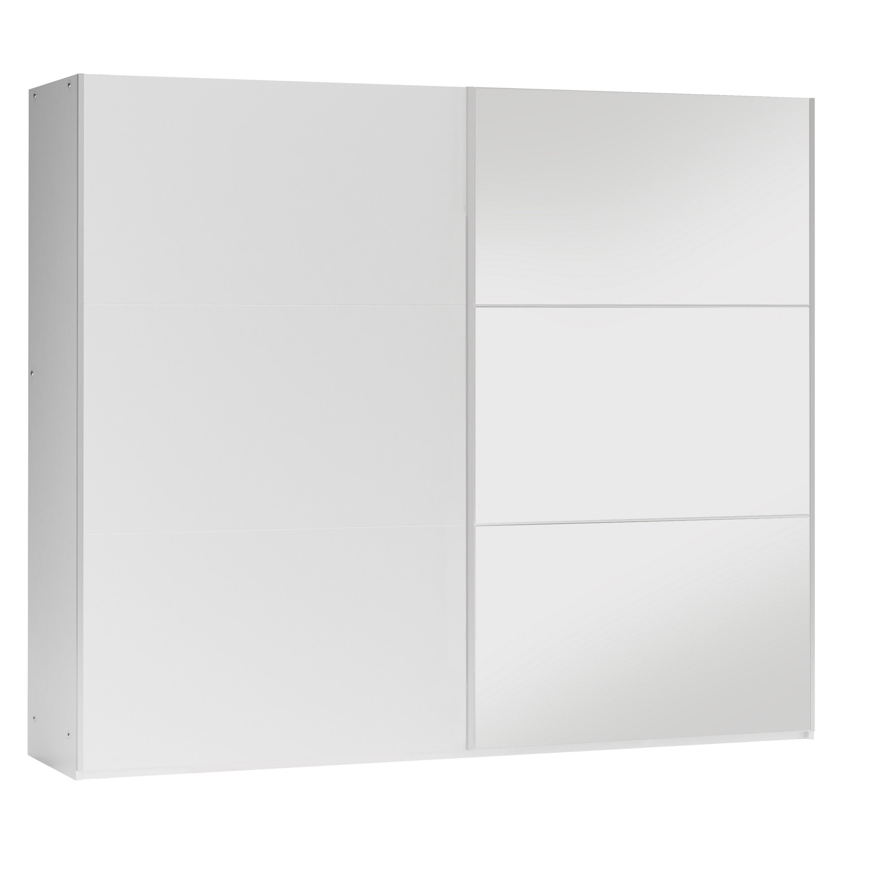 SCHWEBETÜRENSCHRANK IVERN 250/215/65 cm 2-türig mit Spiegel Weiß - Weiß, Holzwerkstoff (250/215/65cm) - MASSENO