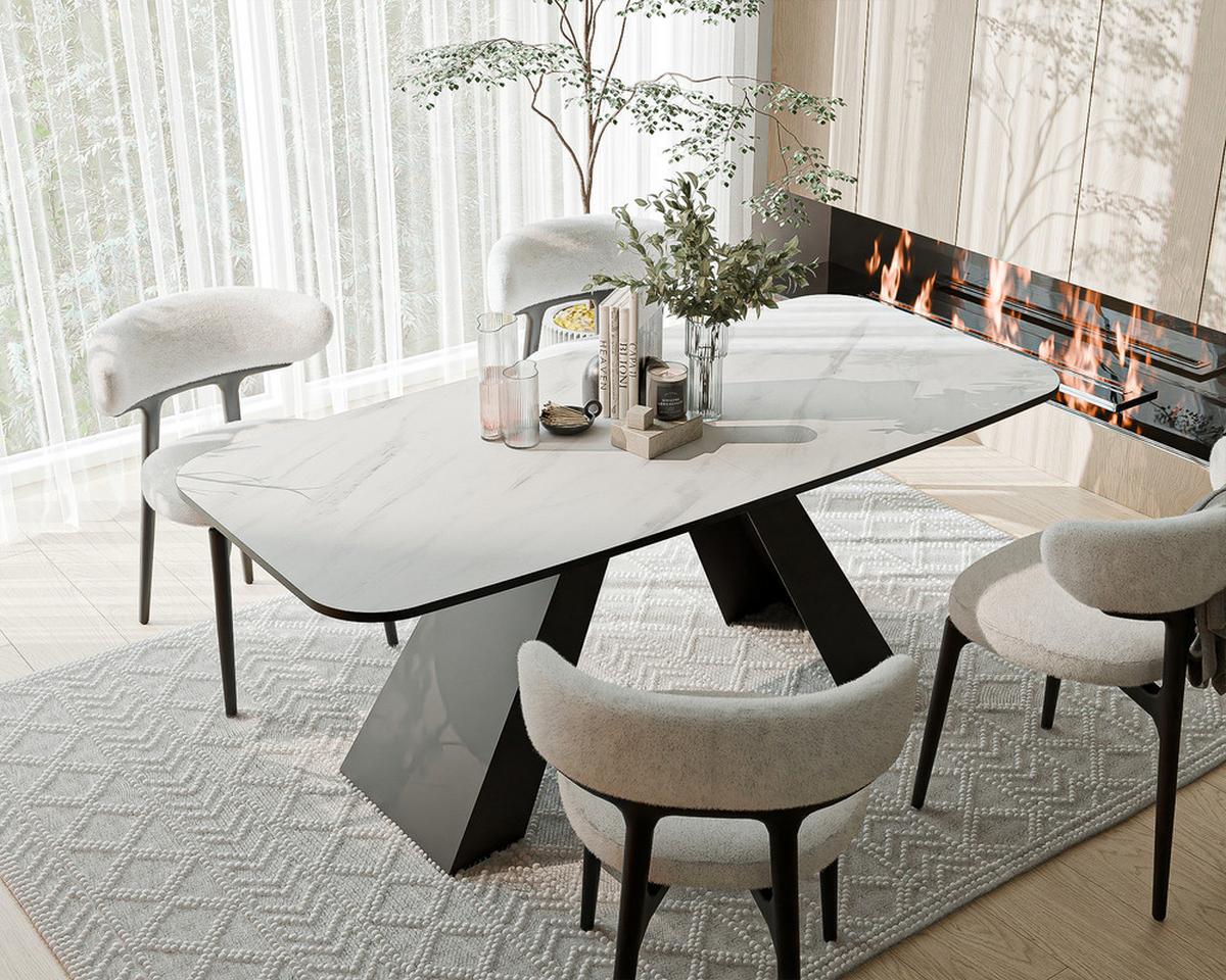 AUSZIEHTISCH ZENITH 180/90/76 cm mit Metallgestell, Schwarz / Bianco - Perlmutt/Schwarz, Holzwerkstoff/Metall (90/180/76cm) - Idohome