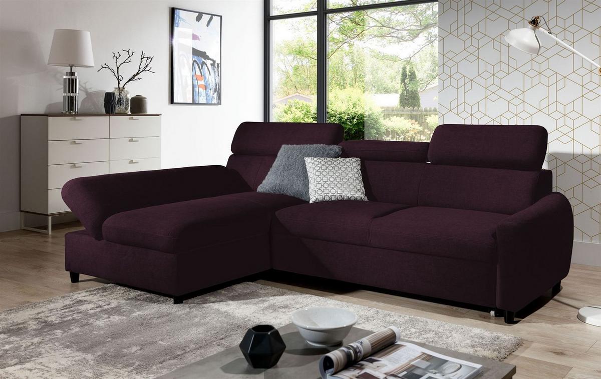 ECKSOFA Schlafsofa Anton Xs In Esito - Violett, Holzwerkstoff/Textil (260/170cm) - Fun Möbel