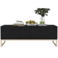 COUCHTISCH Elpis Schwarz matt Glamour 110 cm - Goldfarben/Schwarz, Holzwerkstoff/Metall (54/110/39cm) - Meble Lindner