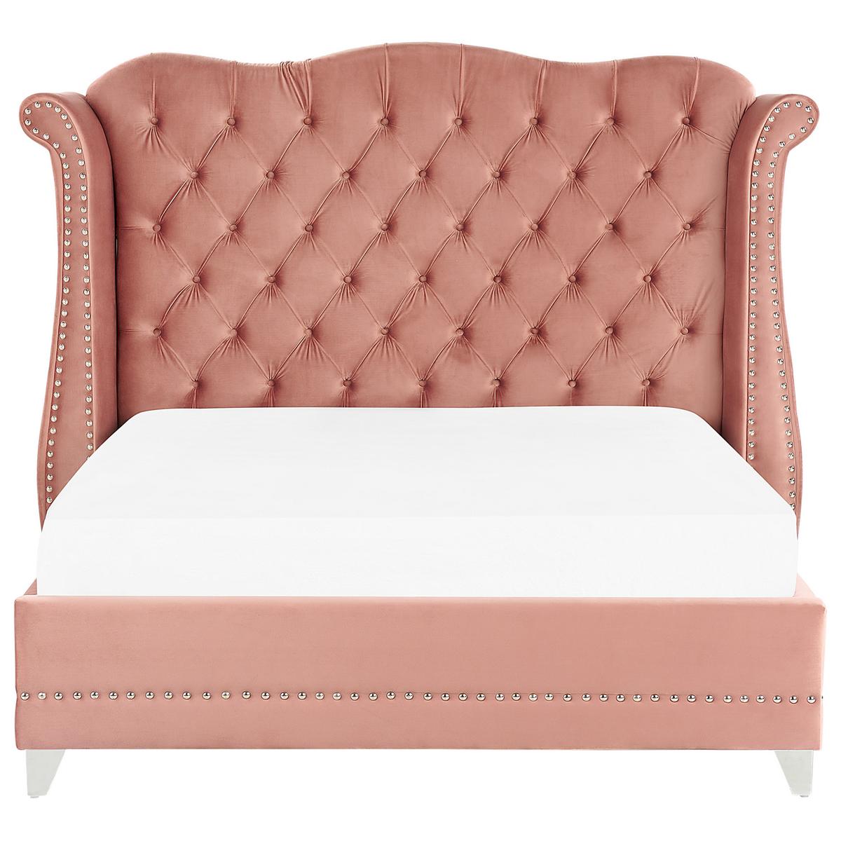 POLSTERBETT 160/200cm Rosa Ayette - Pink, Textil (160/200cm) - Beliani