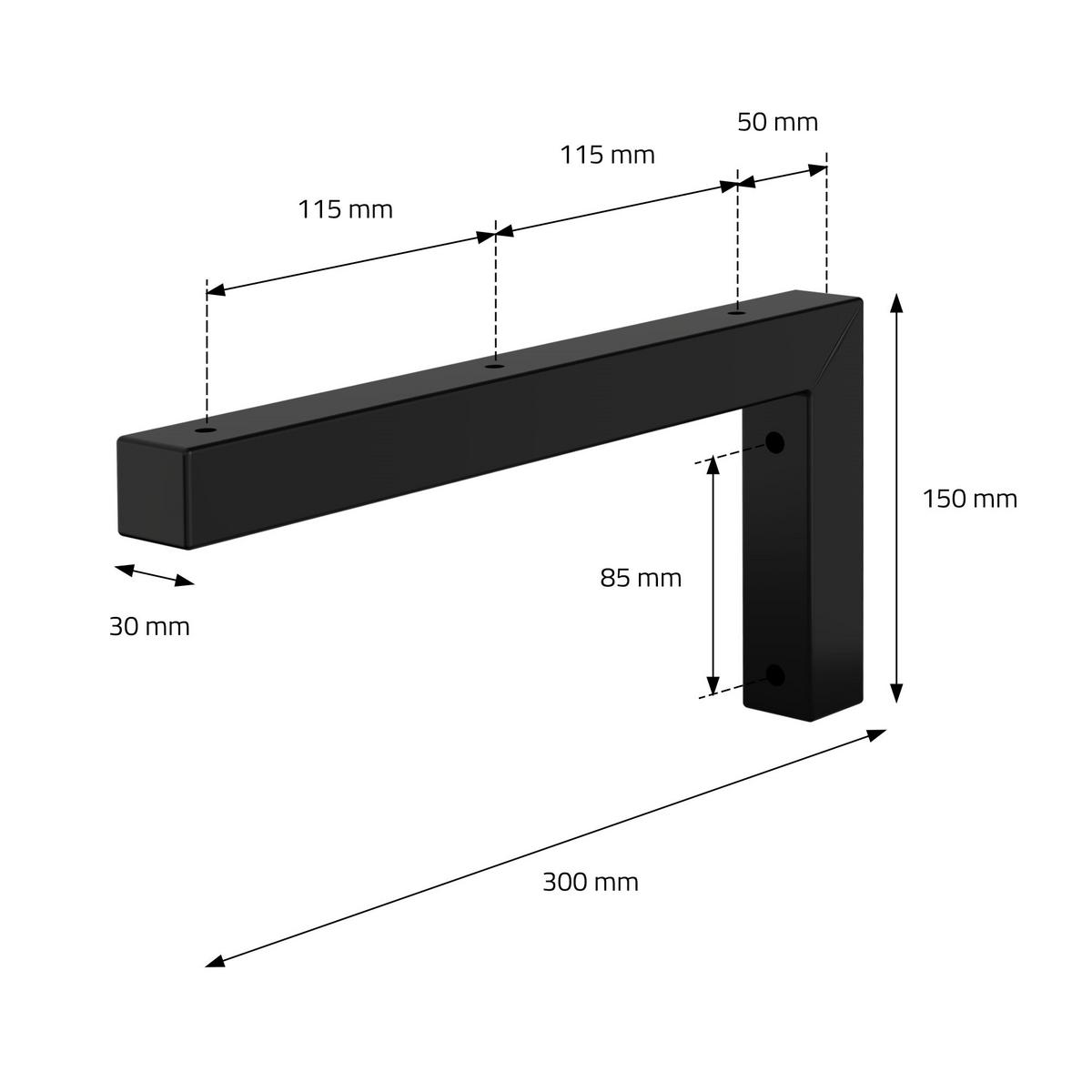 REGALHALTERUNG 2er Set - Schwarz, Metall (30/15/3cm) - ML-DESIGN