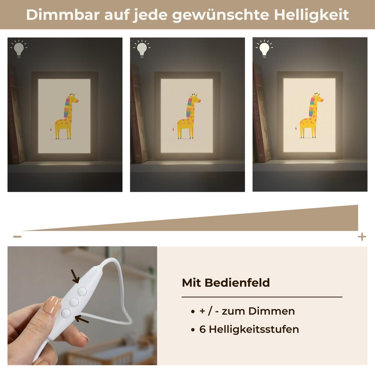 NACHTTISCHLAMPE Giraffe - Regenbogenmähne - Beige 15x20 cm - Beige, Holzwerkstoff (8/15/20cm) - OnlyWow