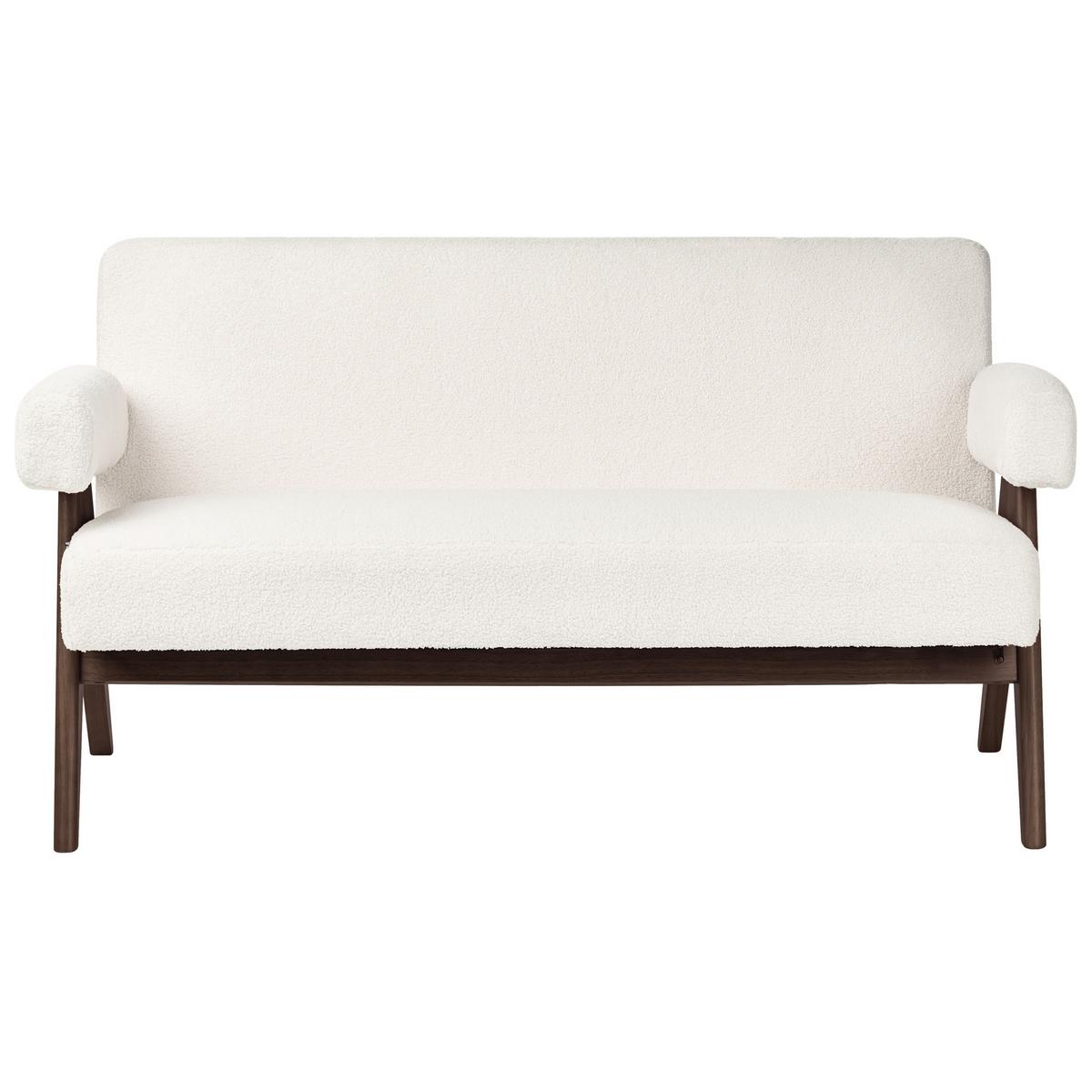2-SITZER-SOFA Bouclé Cremeweiß/Dunkelbraun Tamre - Creme, Textil (148/79/78cm) - Beliani