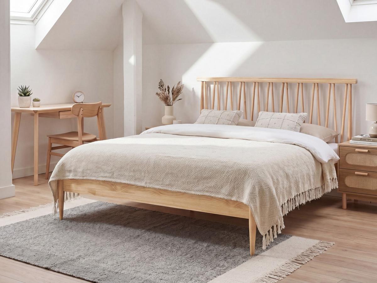 BETT mit Lattenrost 160/200 Kiefernholz Hellbraun Urdos - Hellbraun, Holz (160/200cm) - Beliani