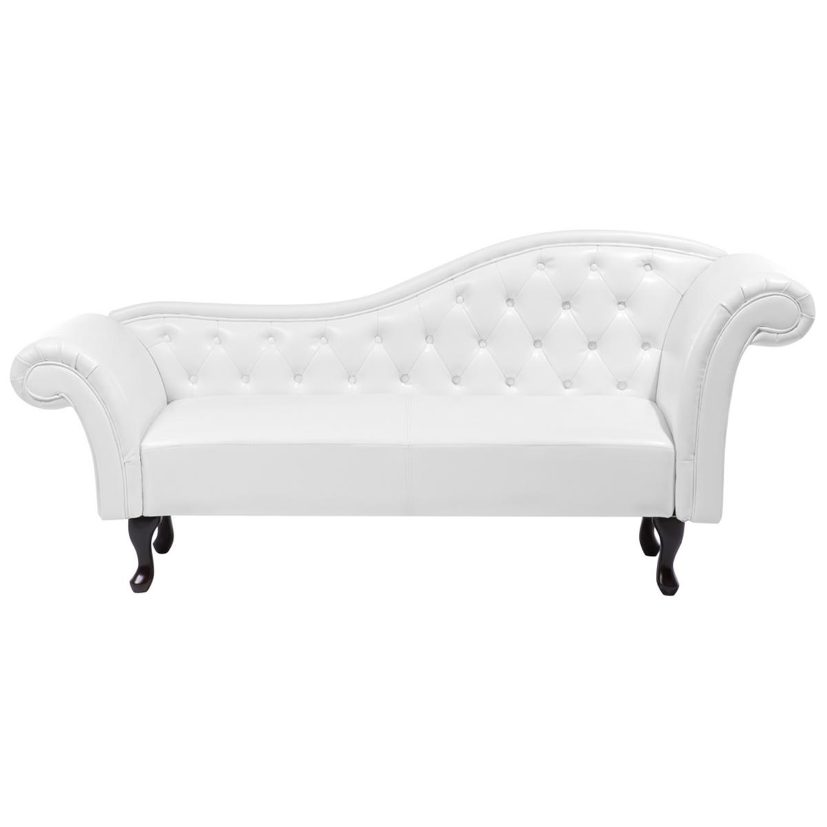 CHAISELONGUE Kunstleder weiß rechtsseitig Lattes - Schwarz/Weiß, Kunststoff (188/87/59cm) - Beliani