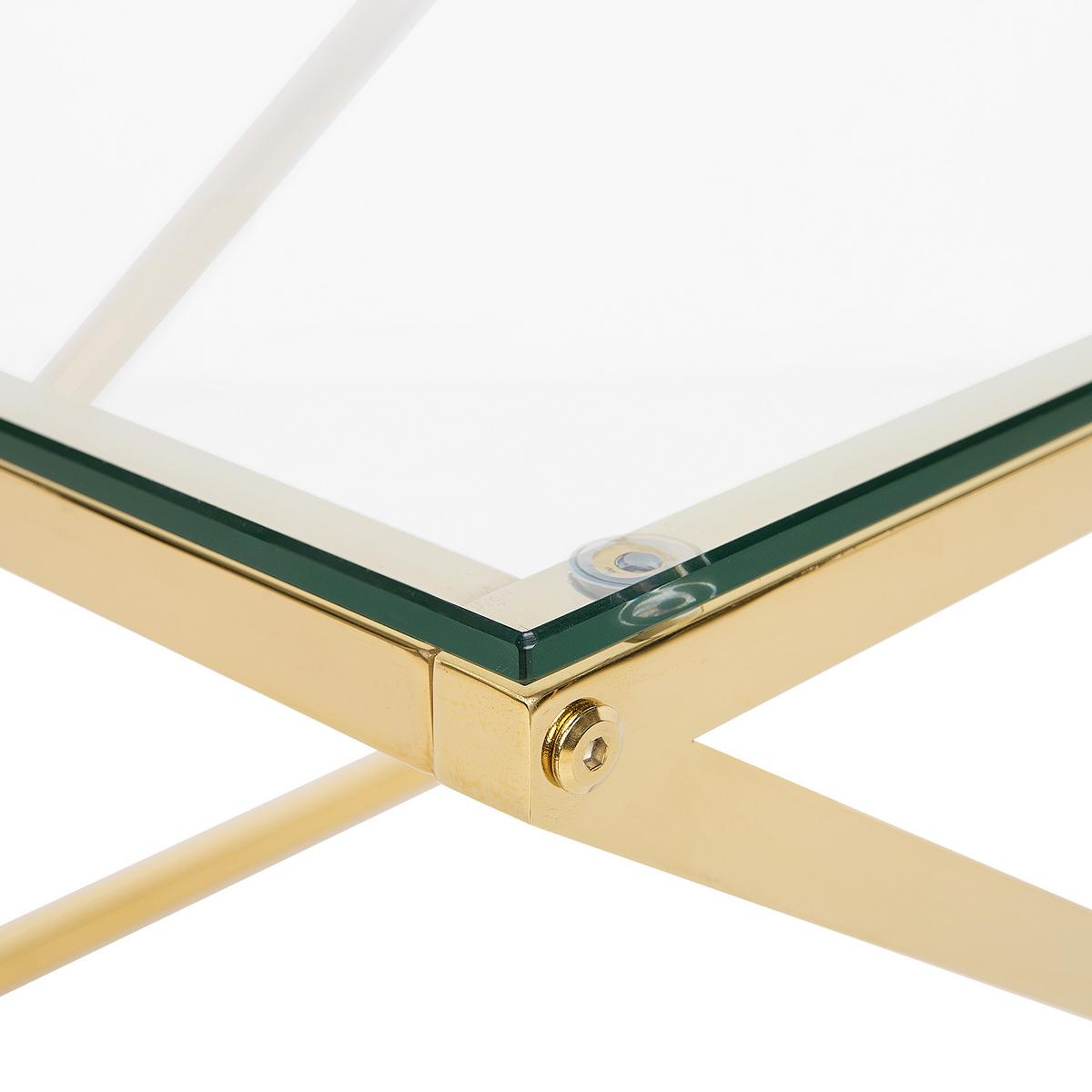 COUCHTISCH Glas Gold quadratisch 60/60 cm Beverly - Transparent/Goldfarben, Glas (60/60/45cm) - Beliani