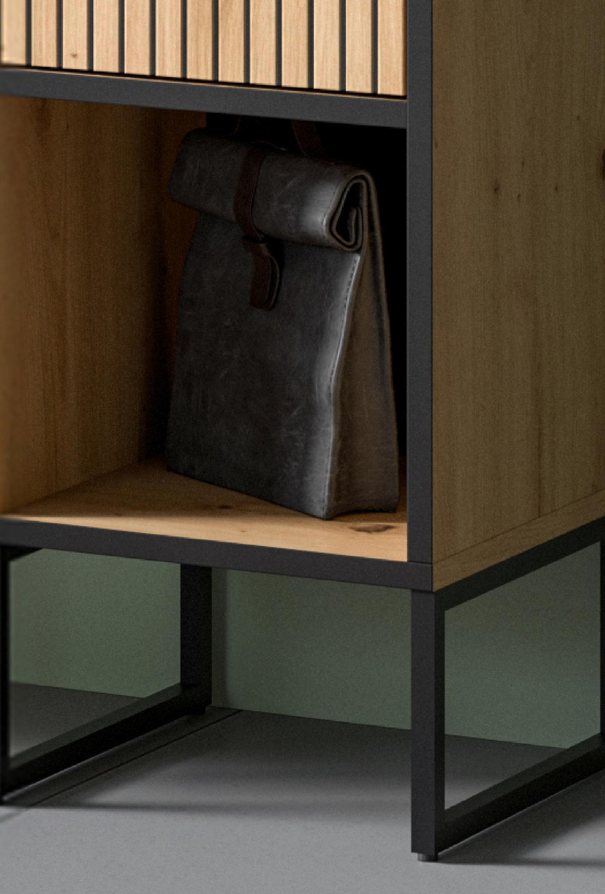 BADKOMMODE Eiche Artisan, schwarz 30 x 101 cm, Badezimmer Kommode mit Soft-Close - Schwarz/Eiche Artisan, Holzwerkstoff/Kunststoff (30/101/32cm) - Inn.Furn