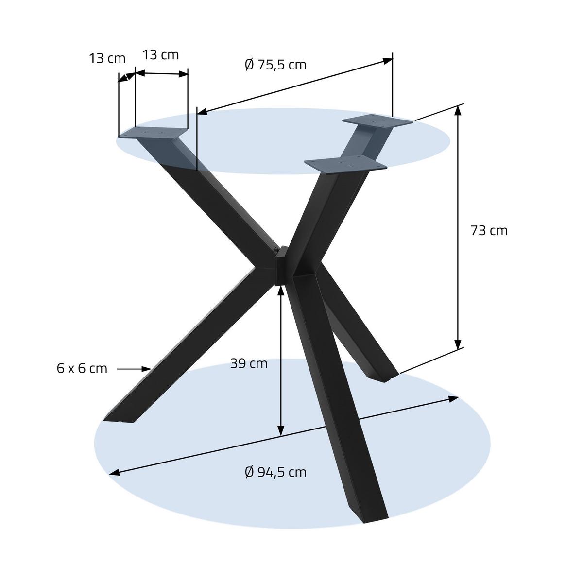 TISCHBEINE Metall Schwarz Ø94,5 x 73 cm X-Form 3-beinig aus Stahl - Schwarz, Metall (94.5/73/94.5cm) - ML-DESIGN
