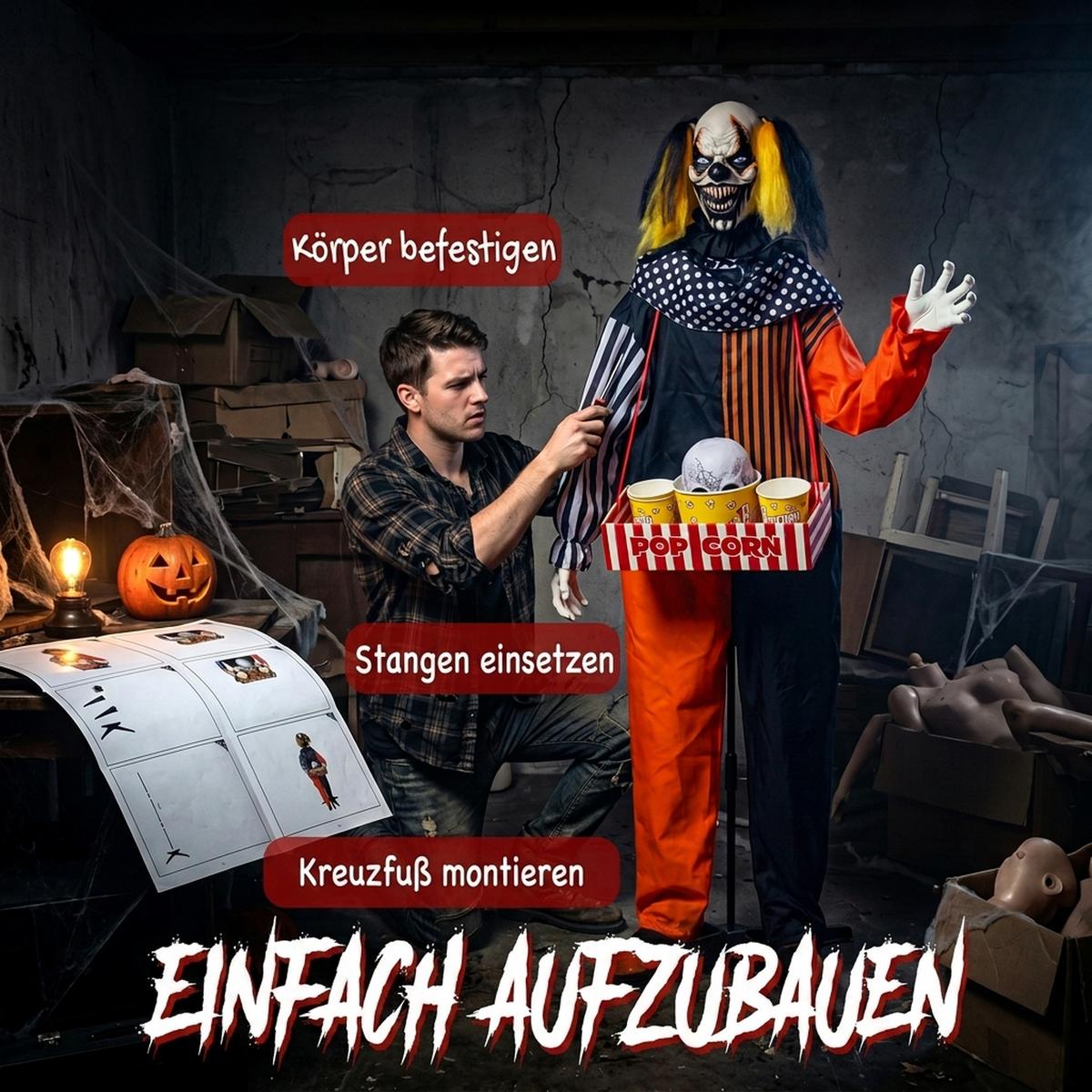 ANIMIERTE-HALLOWEEN-DEKORATION Metall Polyester Schwarz - Schwarz, Kunststoff (35/180/50cm) - HOMCOM