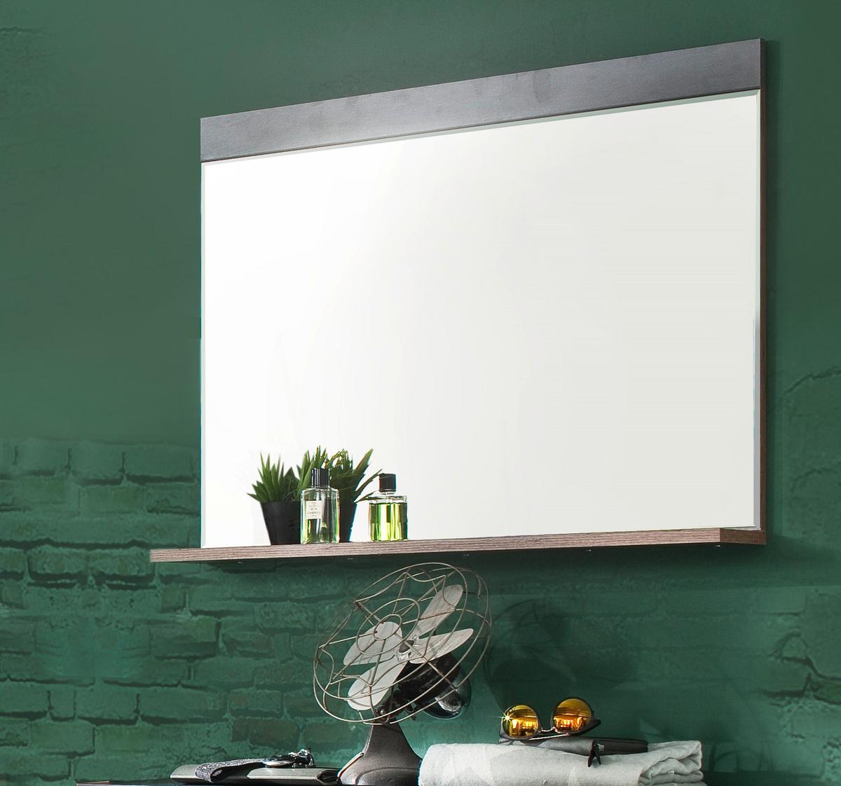 GARDEROBENSPIEGEL Used Wood Shabby mit grau, Wandspiegel mit Ablage 90 x 69 cm - Grau, Glas/Holzwerkstoff (90/69/16cm) - Top.Furn