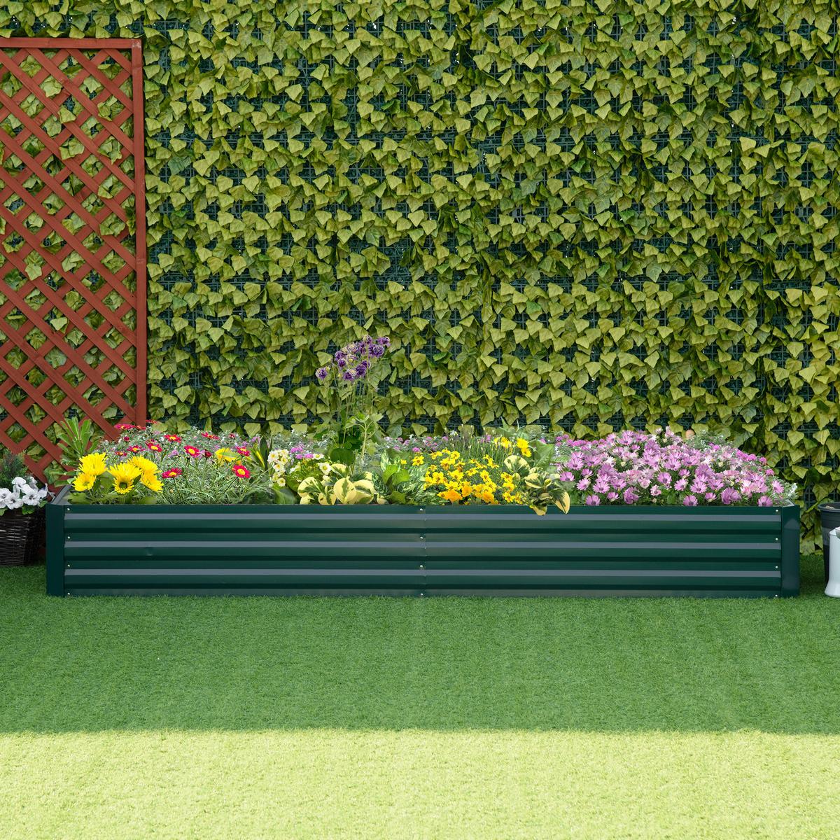 HOCHBEET aus Stahl, Pflanzkasten, Blumenkasten, Gemüsebeet für Balkon, Terrasse, Grün - Grün, Metall (90.5/30/241cm) - Outsunny