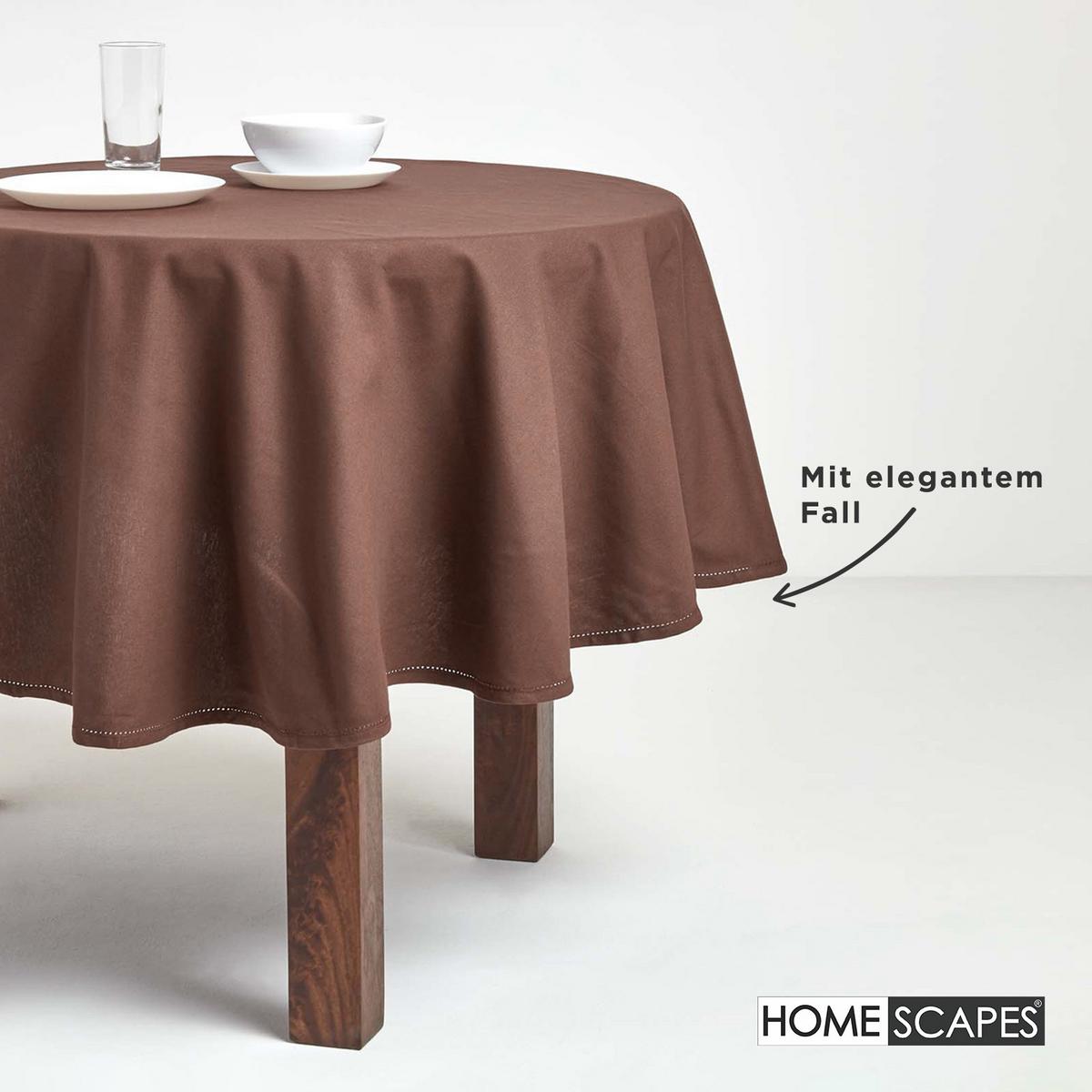 TISCHDECKE braun rund 178 cm, 100% Baumwolle - Braun, Textil (178/178cm) - Homescapes
