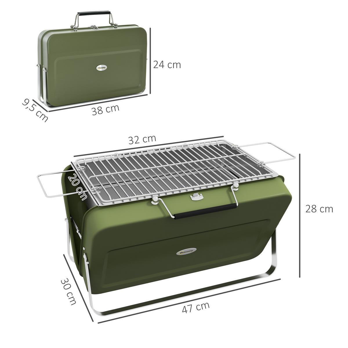 TISCHGRILL - Grün, Metall (30/28/47cm) - Outsunny