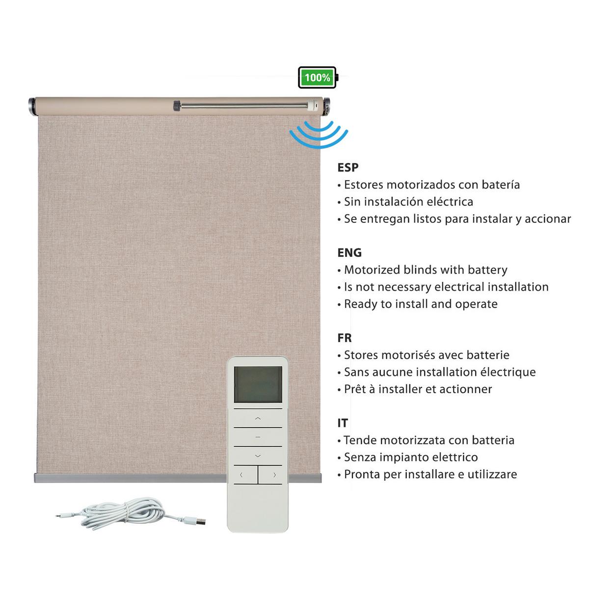 ROLLO motorisiert Beige, 100 x 250 cm - Beige, Kunststoff (100/250cm) - STORESDECO