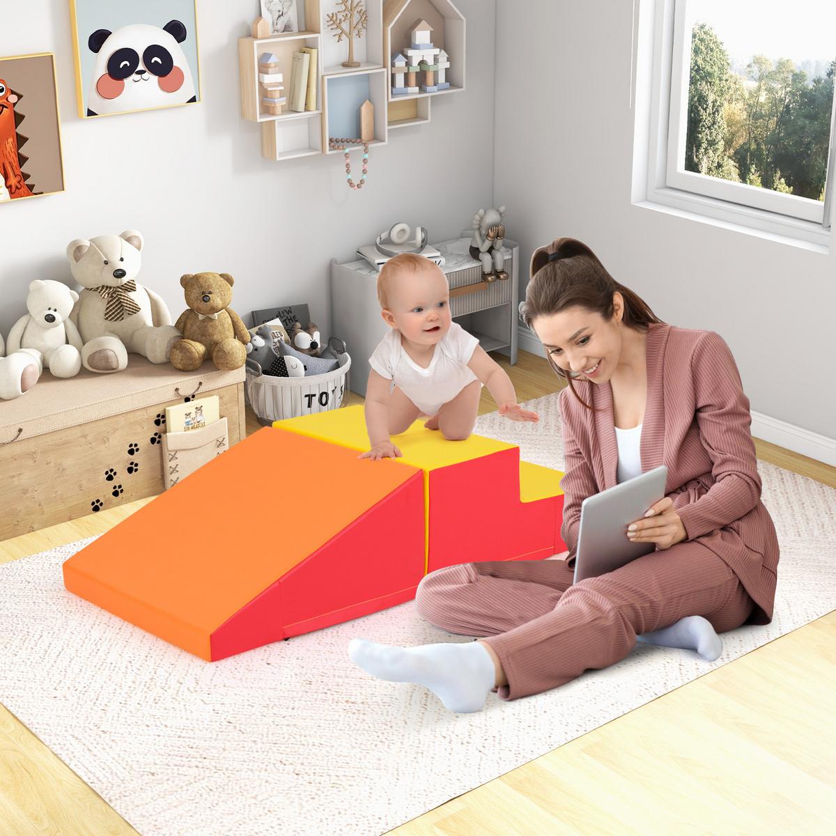 SOFTBAUSTEINE Orange (2er-Set) - Orange, Kunststoff (100/25/50cm) - COSTWAY