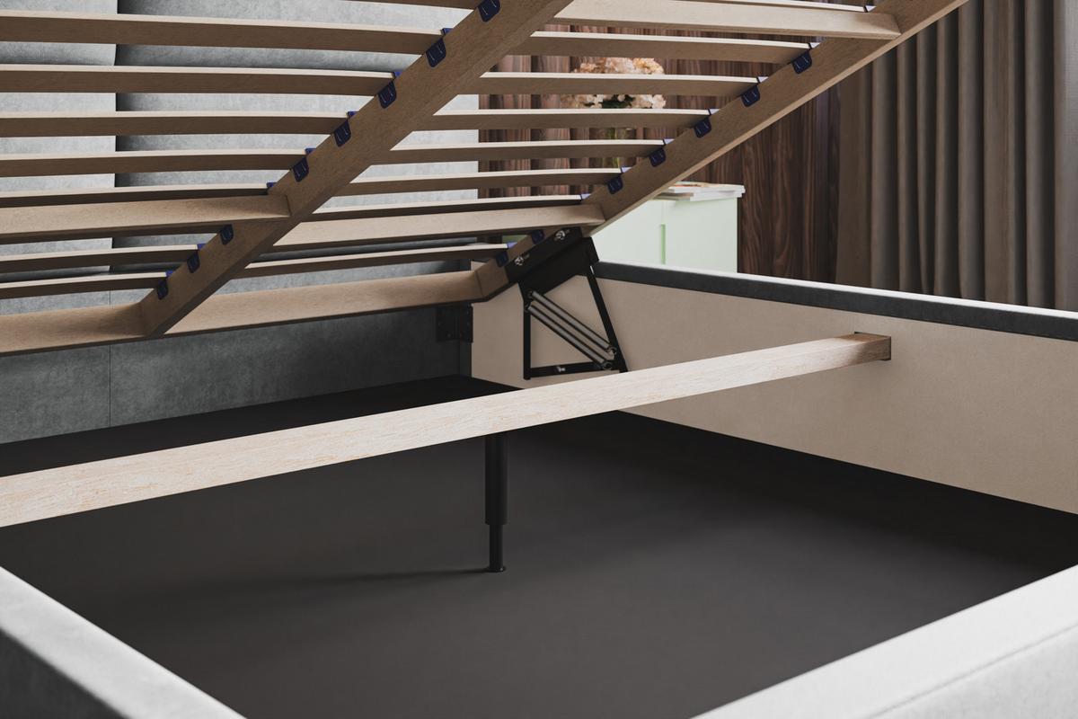 BETT 140x200 - Polsterbett mit Bettkasten und Holzrahmen - Modern Betten - Eleganter Malmö-Stoff- Kollektion Lizbona, Beige - Beige, Holz/Kunststoff - Alpi-Möbel