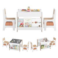 KINDERTISCH mit Stuhl natur(3-tlg) - Naturfarben, Holzwerkstoff (61.5/48/61.5cm) - COSTWAY