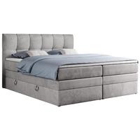 BOXSPRINGBETT ALVIN KING 120/200 Hellgrau Velvet - H3 - Hellgrau, Holz/Textil (120/200cm) - MKS