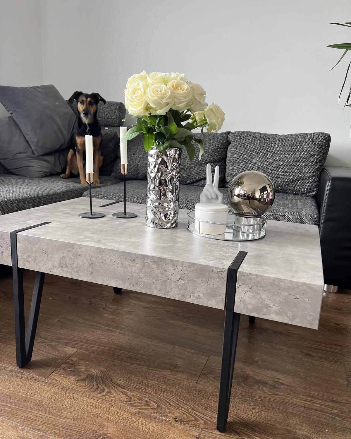 COUCHTISCH Betonoptik/schwarz rechteckig 60/100 cm Adena - Schwarz/Grau, Holzwerkstoff (100/60/43cm) - Beliani