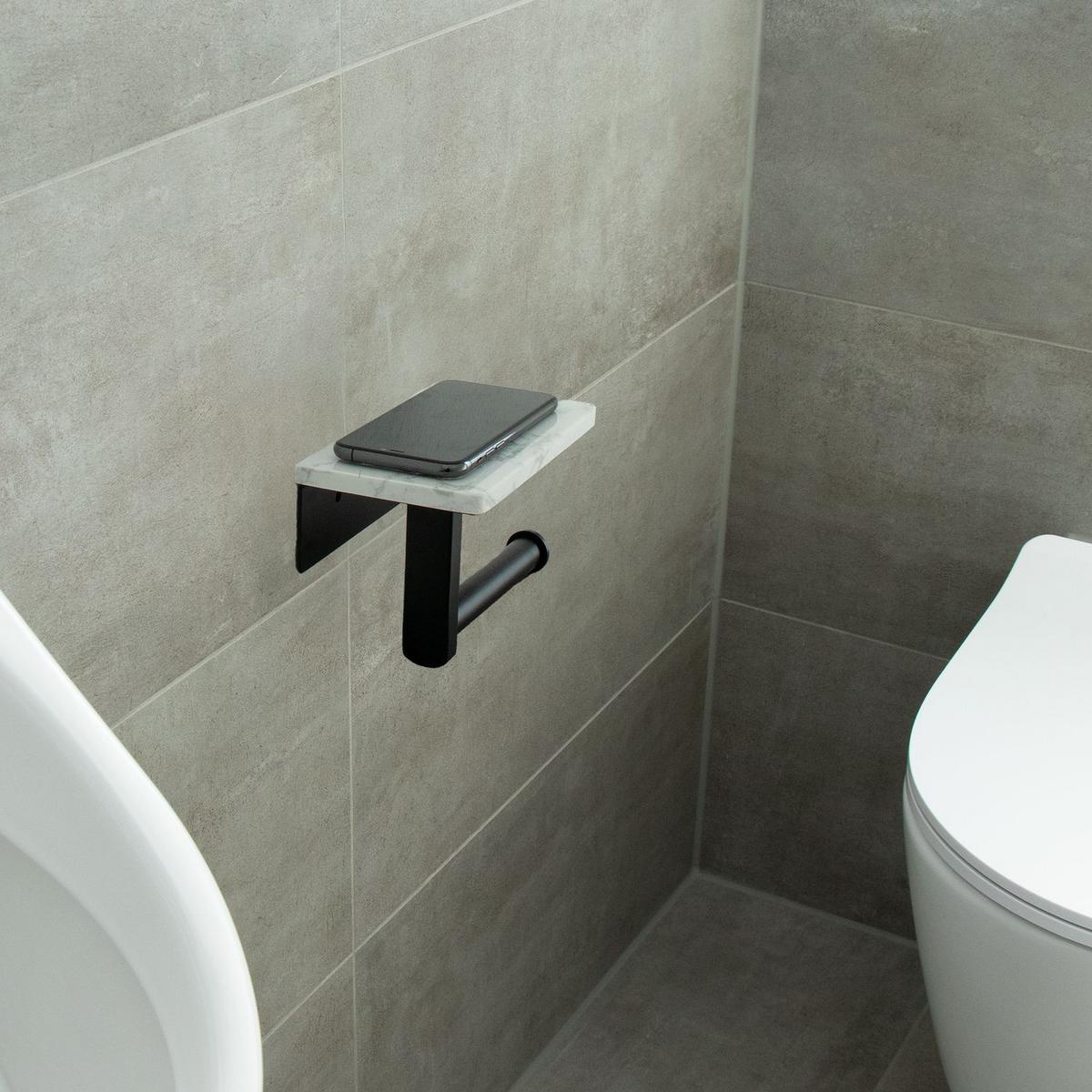 TOILETTENPAPIERHALTER Edelstahl mit Ablage - Multicolor, Metall (10/10/17cm) - Intirilife