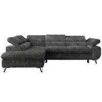 ECKSOFA PABLO L Dunkelgrau Cord - Links Seite - Dunkelgrau/Schwarz, Textil/Metall (208/273cm) - MKS