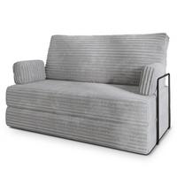 BETTSOFA LADIA aus Schaumstoff Kordstoff Hellgrau Schlaffunktion - Grau, Textil (140/86/60cm) - MASSENO
