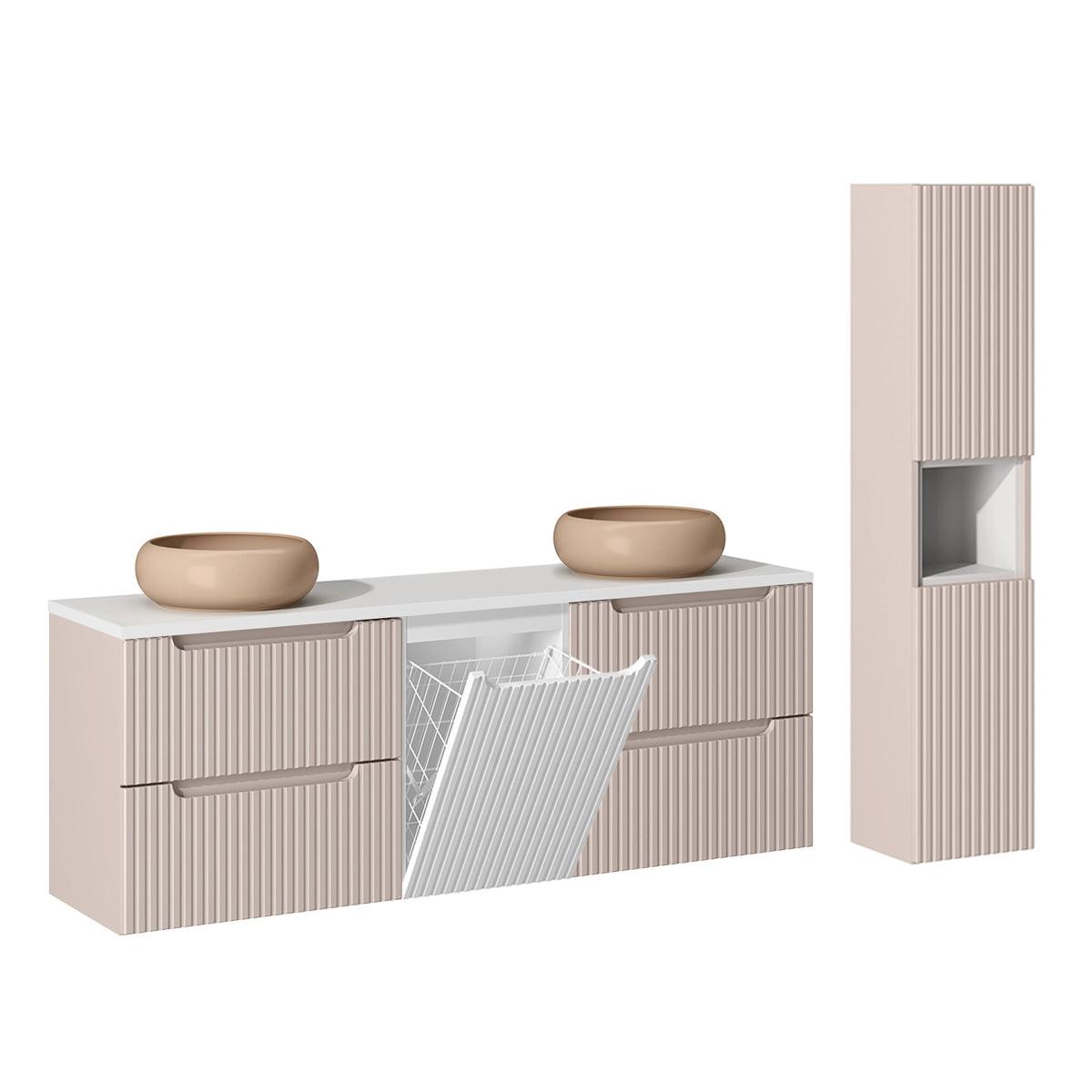 BADMÖBEL 160.4cm Riva 2er-Set Kaschmir - Kaschmir, Holzwerkstoff (160.4/59/40cm) - Petits-meubles