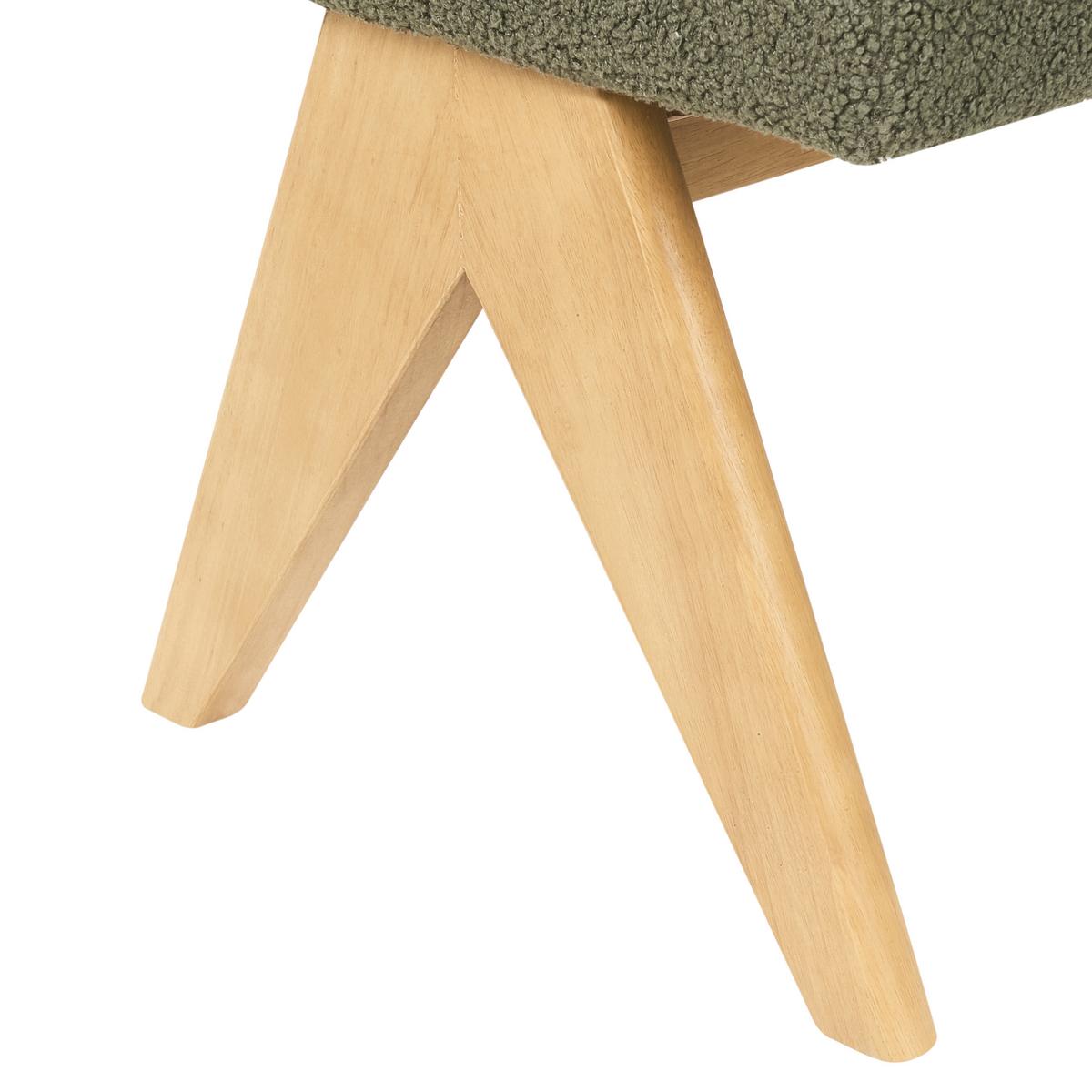 POLSTERBANK Grün/Hellbraun Tamre - Olivgrün/Braun, Holz/Textil (118/48/46cm) - Beliani