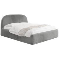 POLSTERBETT Puro mit Bettkasten, Grau Samt 140 x 200 cm – mit Metall-Lattenrost - Birkefarben/Schwarz, Kunststoff/Textil (140/200cm) - WFL GROUP